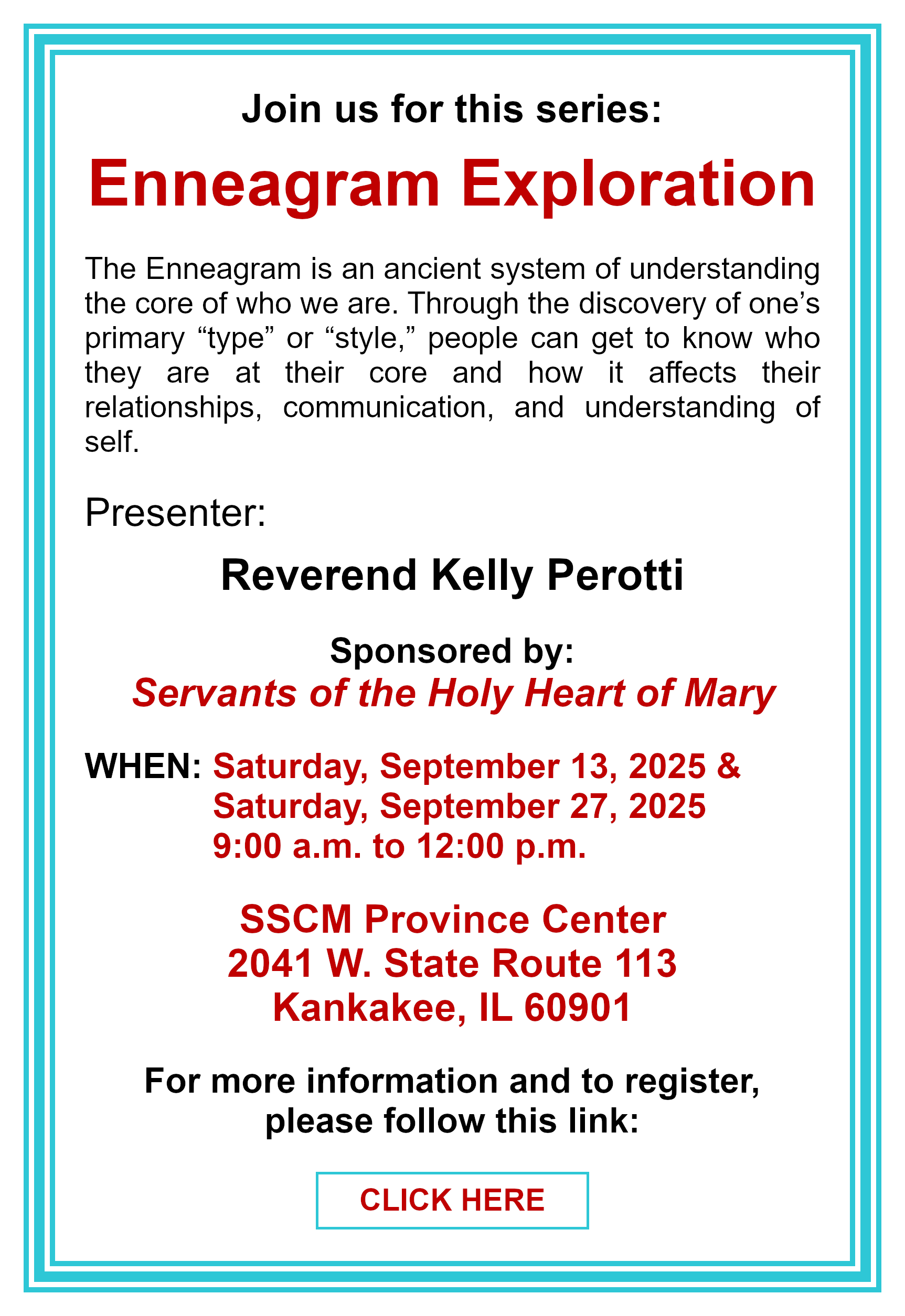 Enneagram Exploration: Click here for more information