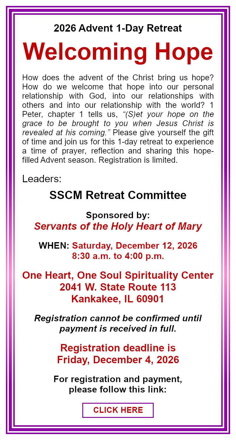 2026 Advent 1-Day Retreat: Click here for more information